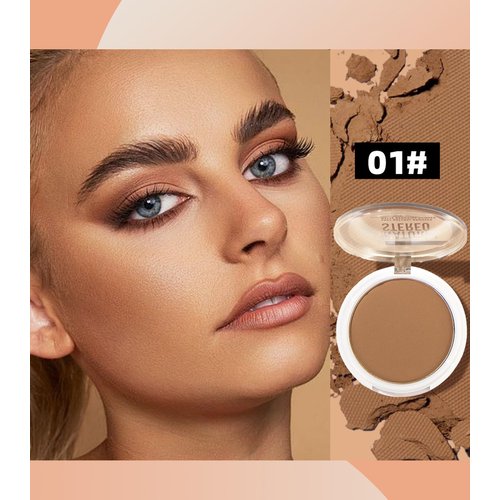 Erinde Bronzer Pressed Powder, Matte Bronzer Face Powder Natural Contour Makeup, Lightweight, Blends Easily, Longwear, Facial Compact Bronzing Powder for Contouring and Sun Kissed Makeup Finish, 01