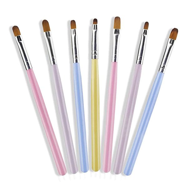 7 Pcs UV Gel Nail Art Brush,Poly extension Gel Nail Art Tips Brush,Acrylic Nail Art Brush Nail Painting Brush Pen Set for Home and Salon Use