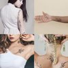 Medium Black Flower Temporary Tattoos - Realistic Long Lasting Waterproof Tattoos - Floral Bouquet Wild Plants and Branch Tattoos for Women and Men