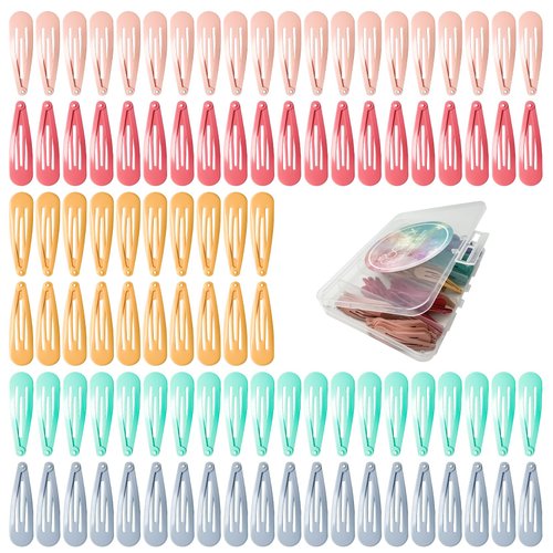 100 Hair Clips, Colored Metal Non Slip Snap Hair Accessories, 2-inch Barrettes for Women, Young Girls, Toddlers, Children(5 Colors) (Bright colors)