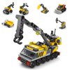 Vilbocr 6 in 1 Children Crane Toy Building Blocks Toys for 4+ Years Boys Kids Gift Idea Toy Construction Truck Toys 142Pcs-Compatible with Other Building Block Toys （Crane Truck）