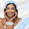 ACO-UINT 6Pcs Blue Spa Headbands and Wrist Washbands Set, Skincare Headbands Makeup Headband Sponge Face Wash Headband, Terry Cloth Headbands Puffy Hair Band for Washing Face