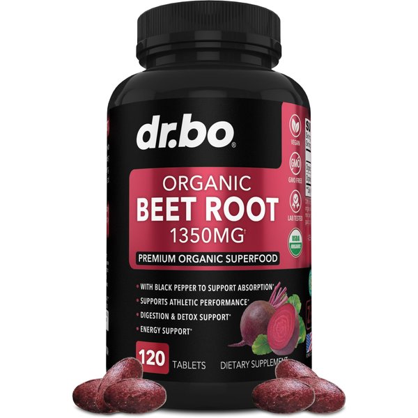 Organic Beet Root Capsules Supplements - 1350mg Beetroot Powder Extract Pills, Organic Beet Root Powder Supplement, Super Nitric Oxide Beets, High Circulation Beet Vitamins Support - 120 Beet Tablets