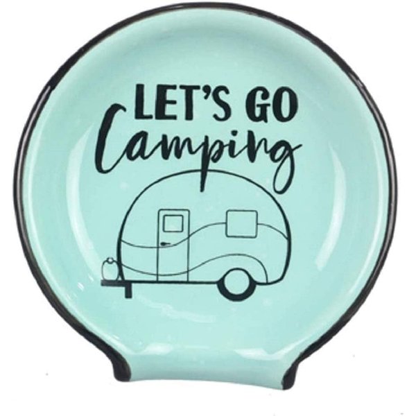 Young's Inc. Spoon Rest for Stove Top and Kitchen Counter - Ceramic Spoon Holder - Durable and Easy-to-Clean - Can Hold Ladles, Spatulas, Tea Bags, and More - Stylish Camping Design - 4.72x4.72x0.6