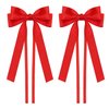2PCS Silky Satin Hair Bows Ribbon Hair Clips, Satin Bow Hair Clip With Long Tail Ribbon Bowknot Hair Barrettes, Ponytail Holder Hair Accessories Alligator Clips Hair for Women Girls (Red)