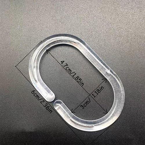 Resze 24 PCS Shower Curtain Rings,Plastic Clear Shower Curtain Hooks,C-Shaped Rings Hook Hanger Bathroom Shower Window Rod