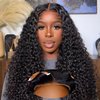 Minice 30 Inch Deep Wave Lace Front Wigs Human Hair Pre Plucked Pre Cut 200% Density 6x6 HD Transparent Deep Curly Lace Frontal Wigs Glueless Wigs Wet and Wavy Human Hair for Black Women