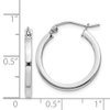 Sterling Silver Rhodium-plated 2mm Square Tube Hoop Earrings
