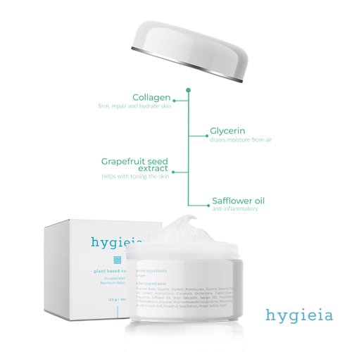 Hygieia Encapsulated Collagen Cream – Liposomal Cream for Face, Neck & Body – Vegan Friendly Plant Based Collagen – Fast & Deep Cellular Absorption – Day & Night Cream for Firming & Toning Skin, 4oz