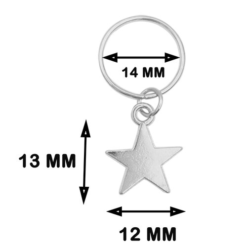 Flosius 30PCS Silver Star Hair Clips Braid Jewelry Hair Charm Five-pointed Stars Pendant Dreadlock Jewelry for Hair Clips Accessories (C)