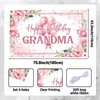 Aperturee Happy Birthday Grandma Banner 70.8x43.3in Pink Floral Balloons Backdrop Large Glitter Party Decorations for Grandma’s Birthday, Waterproof Polyester, Easy to Hang, Indoor Outdoor