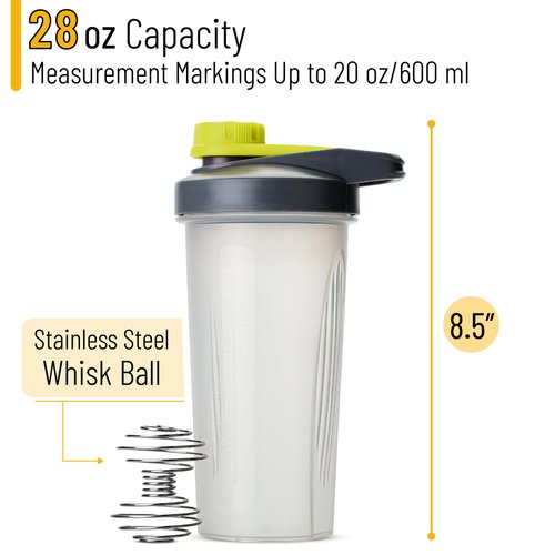 Mr. Pen- Shaker Bottles for Protein Mixes with Twist Cap, 28 oz, Gray/Yellow, Protein Shaker Bottle with Wire Whisk Ball, Mixer Bottle, Protein Shake Bottles, Protein Bottle, Protein Shake Bottle