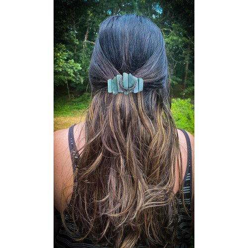 Crystal Boho Celtic Amazonite Mermaid Barrette Hair Clip for Long Hair Slide Irish Hair Accessories Gift