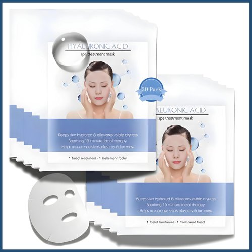 Face Masks Skincare | 20-Pack Instant Brightening Hydrating Hyaluronic Acid Face Sheet Mask | Anti-Aging Skincare | PH Balanced for Sensitive Skin | Not Tested on Animals | Korean Skincare