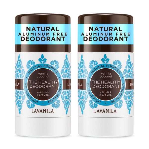 Lavanila Natural Aluminum Free Deodorant 2-Pack, Vanilla Coconut - The Healthy Deodorant for Men and Women, Solid Stick (2 Ounce Each), Vegan