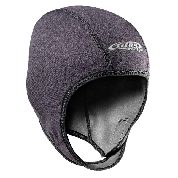 Tilos 1mm Metal-Light Coated Neoprene Adjustable Beanie for Surf Surfing Kayak Rafting Canoe Snorkel Swimming Cap Hat (Black, Medium)