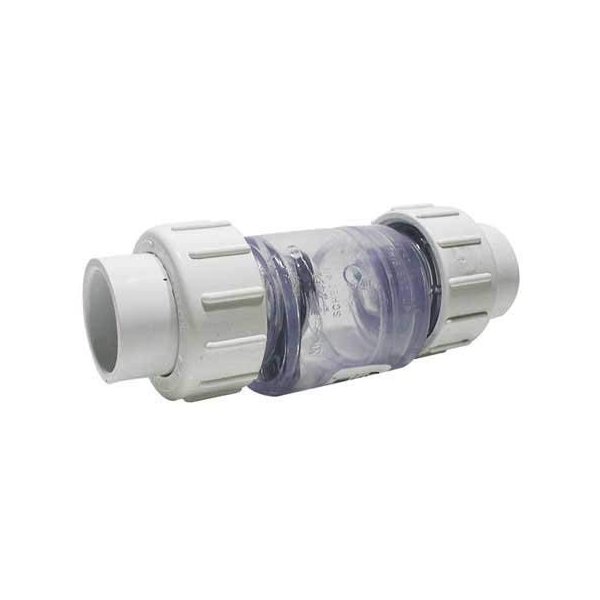 Flo Control 1" True Union Swing Check Valve Clear PVC