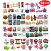 Generic British Temporary Tattoos Birthday Party Supplies Favors Decorations Super Cute 96PCS Fake Tattoos Stickers for Boys Girls School Classroom Rewards Gifts Ideal Halloween