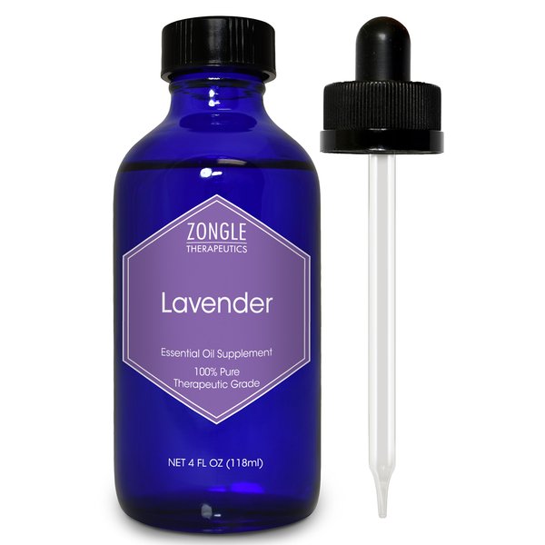 Pure Lavender Essential Oil by Zongle – 100% Pure Natural, Therapeutic & Food Grade for Diffuser, Skin, Body, Massage, Hair, Sleep, Tea, Ingesting, Drinks – 4 OZ