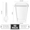 TOFLEN 50 Pack 5 oz Mini Dessert Cups with Lids and Spoons, Square Clear Plastic Dessert Shooters Party Serving Tumbler Cups for Parfait Appetizers & Dessert Shot Glasses (Flat)