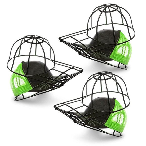 BallcapBuddy | Original and Patented Hat Washer, Cap Washer 3 Pack, Baseball Cap Washers, Baseball Hat Cleaner/Cleaning Protector, Ball Cap Washing Frame Cage Hat Washing Holder | Black — Made in USA