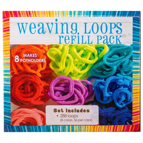 Hapinest Loom Bands Kit Potholder Weaving Loom Refill Loops, Loom Knitting Kit for Kids, Makes 8 Pot Holders 288 Loom Loops in 8 Colors, Potholder Loom Kit for Kids, Weaving Loom Kit Knitting Loom Kit