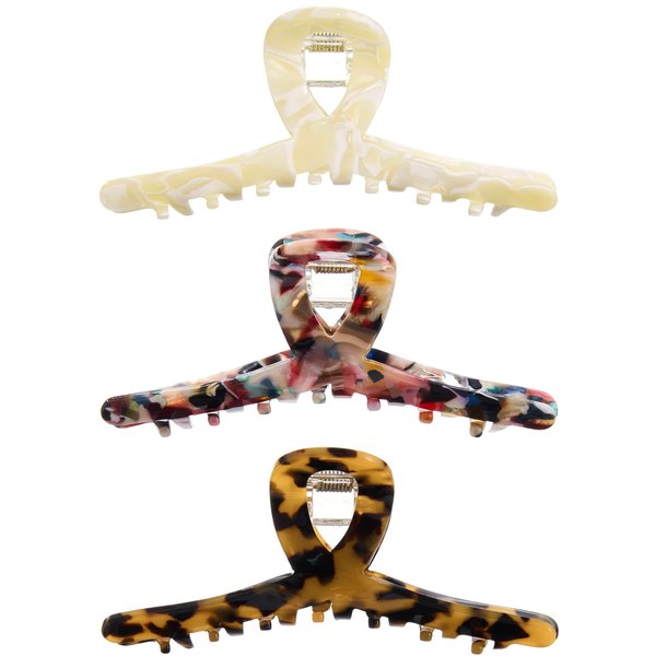 4.1 Inch Hair Clips Tortoise-shell Claw Cellulose Acetate Jaw Clip Celluloid French Design Hair Barrettes Grip Leopard Print Clamps for Women (Color B)
