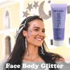 HWSHQY OO Light Purple Body Glitter,Mermaid Face Glitter Gel,Sparkly Glitter Makeup Chunky Glitter for Face Body Hair Eyes Lip,Halloween Sequins Face Body Glitter for Women and Kids,50ML