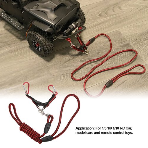 RC Car Traction Rope, RC Traction Rope Nylon Winch Recovery Strap Universal for 1/5 1/8 1/10 Remote Control Car(Red)