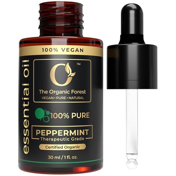 USDA Organic Peppermint Essential Oil - 100% Pure for Hair, Skin and Aromatherapy - Relaxation & Concentration - Non-GMO, Therapeutic Grade, Multipurpose Use