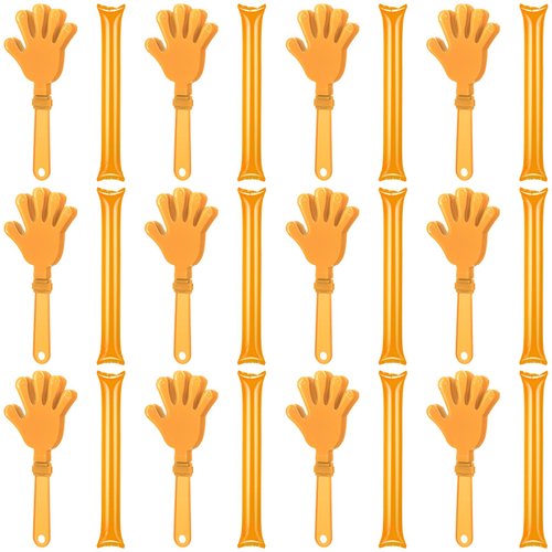 ZCYSRLQIN 24 Pcs Noisemakers Include 12 Hand Clappers 12 Thunder Sticks Cheer Noise Makers for Sporting Events Football Games School Team Spirit Items Party Favors Dance (Orange)