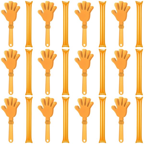 ZCYSRLQIN 24 Pcs Noisemakers Include 12 Hand Clappers 12 Thunder Sticks Cheer Noise Makers for Sporting Events Football Games School Team Spirit Items Party Favors Dance (Orange)