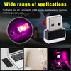 Augeny 4 PCS USB LED Car Interior Atmosphere Lamp, Plug-in USB Decor Night Light, Portable Auto Ambient Lighting Kit, Universal Vehicle Interior Accessories for Most Cars (Purple)