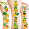 Pineapple Temporary Tattoos (8 Sheets 96PCS) Gold Pineapple Party Decorations Favors Supplies Summer Theme Birthday Cute Stickers Christmas Gifts for Boys Girls Class School Prizes Carnival