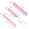 xnicx 6pcs Pink Professional Hair Comb Set,Hair Cutting Positioning Comb Wide Tooth Comb Rat Tail Combs Set for Women and Men,Premium Carbon Fiber Hair Barber Combs for Parting Teasing and Styling
