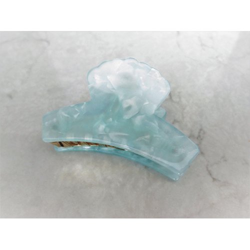 Generic Medium blue marbled acrylic and metal hair claw clip