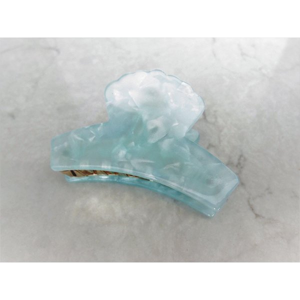 Generic Medium blue marbled acrylic and metal hair claw clip