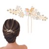 Foryysa Bridal Wedding Hair Pins for Women Rose Gold Rhinestone Pearl Vine Headpiece Elegant Flower Leave Handmade Headwear Sparkly Design