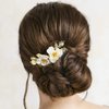 CASOLVX Bridal Hair Comb Floral Hair Piece Hair Comb Gold Leaf Wedding Hair Accessories for Brides Bridesmaids and Women