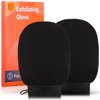 Exfoliating Glove Body Scrubber, Premium Exfoliating Mitt for Normal to Dry Skin, Body Exfoliator for Self-Tan Removal and Applicationin, Made of Viscose Fiber （2 Black）