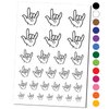 I Love You Hand Sign Language Temporary Tattoo Water Resistant Fake Body Art Set Collection - Light Blue (One Sheet)