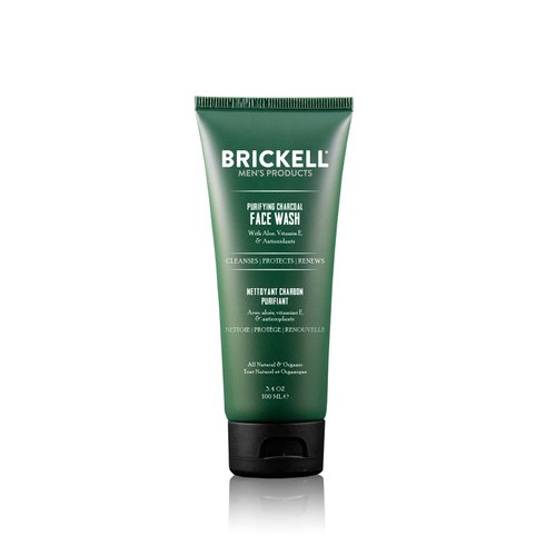 Brickell Men's Purifying Charcoal Face Wash for Men, Natural and Organic Daily Facial Cleanser, 3.4 Ounce, Scented Men's Face Cleanser