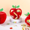 Whaline 6Pcs Back to School Honeycomb Centerpieces with Pencil Ruler Palette Pattern Stickers Red Apple Shape Honeycomb Table Decorations for First Day of School Classroom Party Supplies