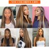 Dixtefo FB30 Ombre V Part Wig Human Hair No Leave Out Upgrade Straight U Part Wig Highlight Blonde No Glue Brazilian Virgin Straight Human Hair Wigs for Women Colored Brown 180% Density 16 Inch