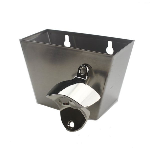 Luwanburg GunMetal Black Beer Top Opener Post Mounted, Bottle Opener Wall Mounted with Cap Catcher Stainless