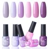 Gellen Gel Nail Polish Kit - 6 Colors Lavenders Series - Violet Lilac Rose Pink Popular Nail Gel Colors Nail Art DIY Home Gel Manicure Set