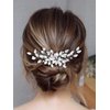 Easedaily Leaf Bride Wedding Hair Comb Silver Pearl Bridal Hair Piece Hair Accessories for Women and Girls