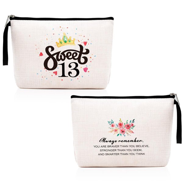 Hanamiya Na 13th Birthday Gifts for Girls-13th Birthday Sweet Thirteen -13 Years Old Girl Birthday Gift, Cosmetic Pouch, Travel Case, Makeup Bag for Girls