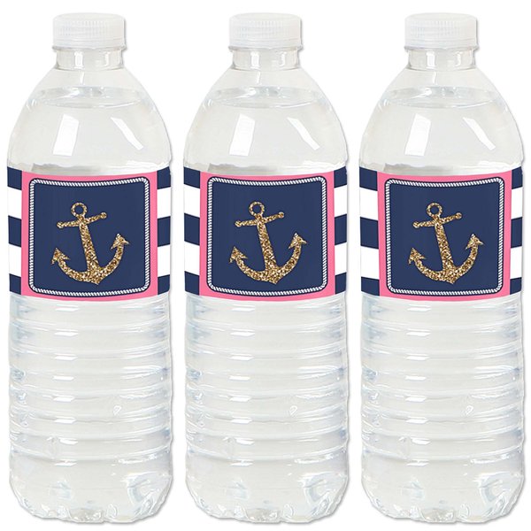Big Dot of Happiness Last Sail Before the Veil - Nautical Bachelorette and Bridal Shower Water Bottle Sticker Labels - Set of 20