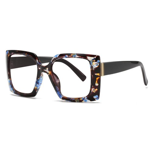 bullabulling Retro Square Blue Light Blocking Reading Glasses For Women Men Oversized Anti Anti Glare UV Eyewear… (floral/black, 2.0)